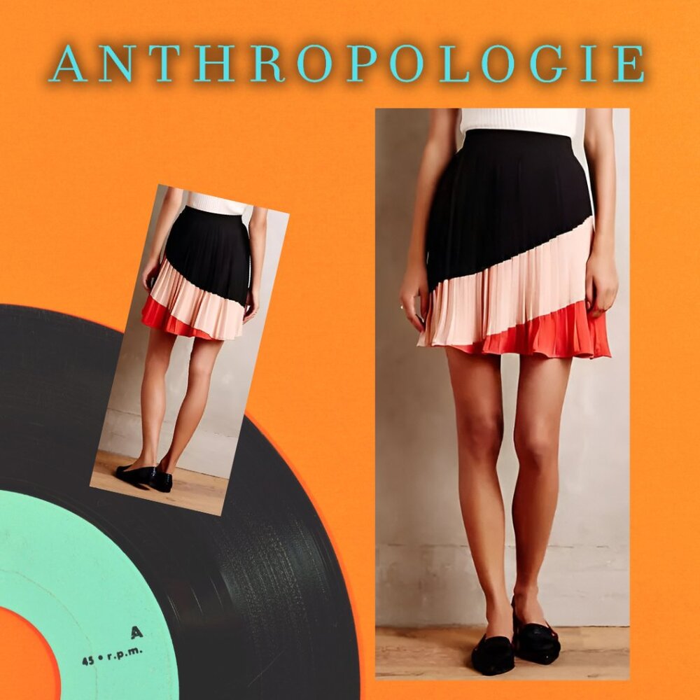 Anthropologie Maeve Sian colorblock pleated skirt (size S) - Picture 13 of 15